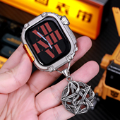 星图复古钛钢吊坠苹果手表挂件装 ultra49 高级感iwatch3456789se10链子11挂脖子钥匙扣包包腰带改装 饰个性 个性