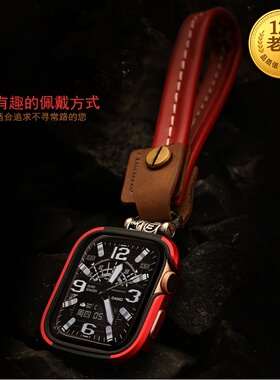 星图ultra49苹果applewatch手表带iwatch1234567se89是挂绳项链41钛钢钥匙扣44mm45户外膜壳一体保护套真皮