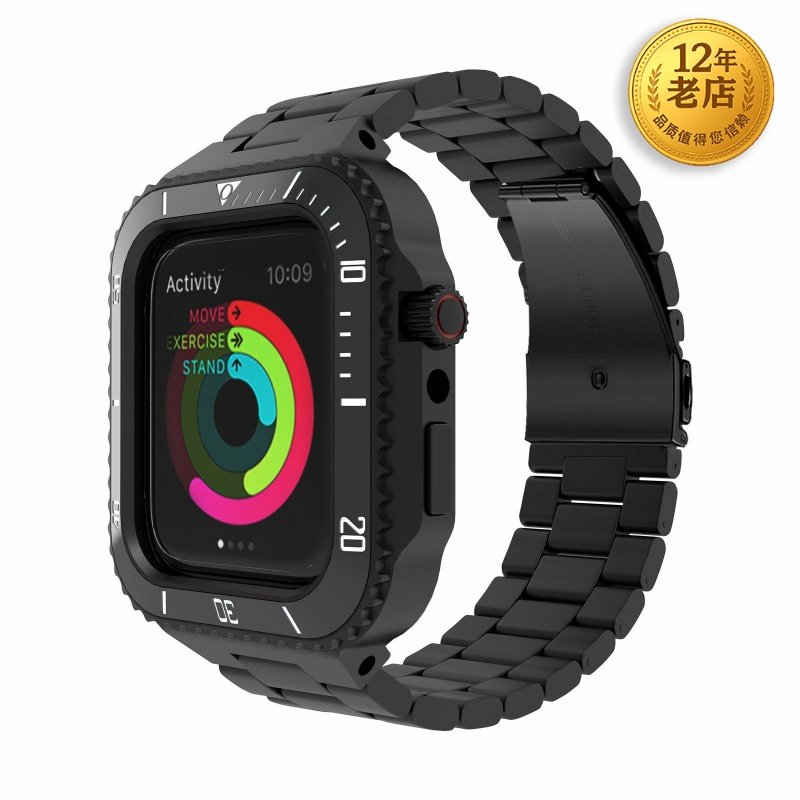 星图适用iwatch234567se89s陶瓷圈保护套硅胶手表带applewatch一体潮防摔刮花不锈钢扣45mm男女个性创意ins风