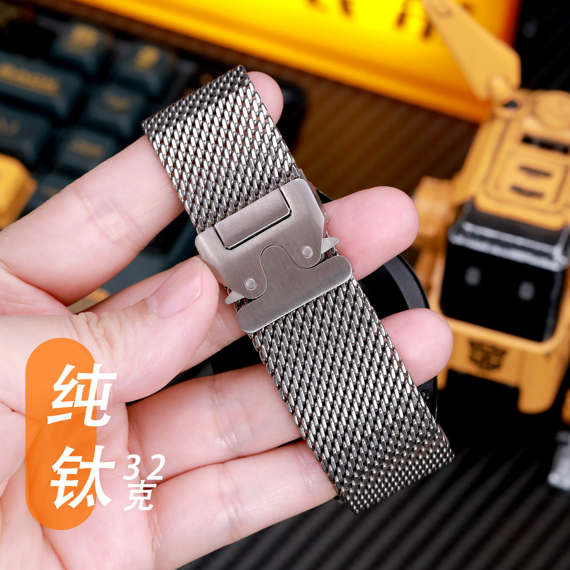 适用华为watch纯钛降落伞扣小米兰尼斯手表带快拆pro34578gt佳明vivo金属d三星oppo22苹果高弛机械20