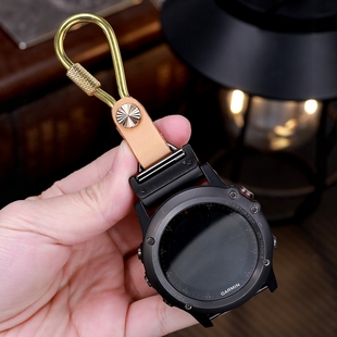 星图适用佳明手表fenix5x/6x/7x/s8不锈钢金属黄铜手表短挂绳真皮长快拆接口运动链男户外钥匙扣子链挂飞耐时