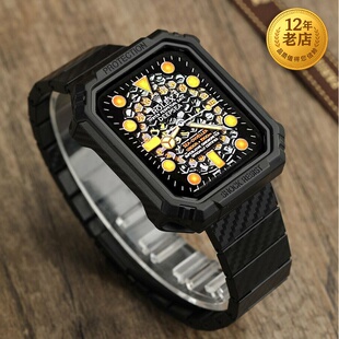 星图适用iwatch1234567se8s9碳纤维手表带苹果apple watch保护套商务高级个性潮男女45mm41/44/40/38ultra49