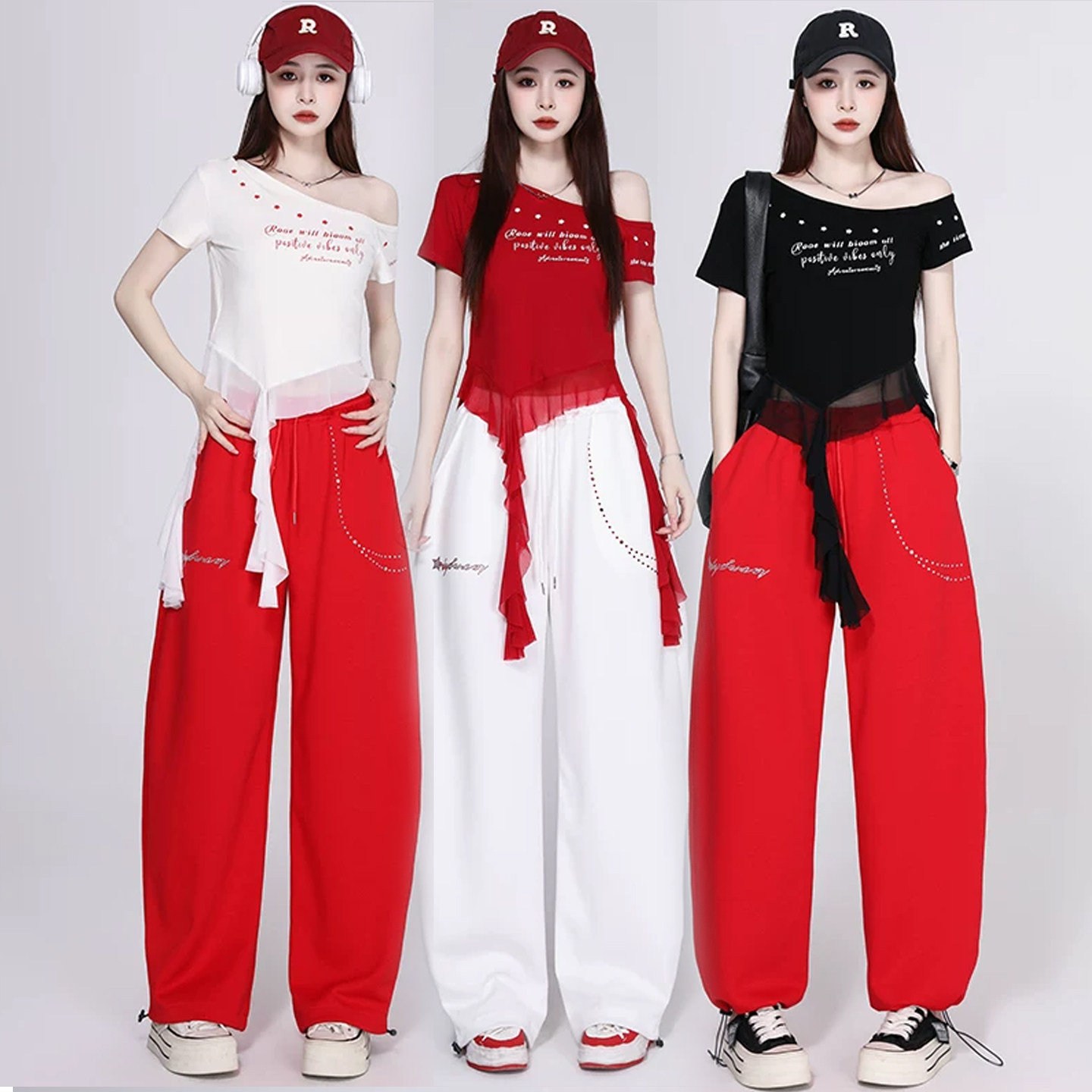 曳步舞服装夏季新款套装烫钻弹力广场舞短袖弯刀休闲裤运动两件套