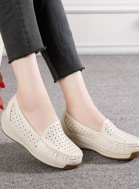 软皮软底真皮凉鞋女鞋牛筋底舒适羊皮妈妈鞋头层牛皮镂空洞洞鞋女