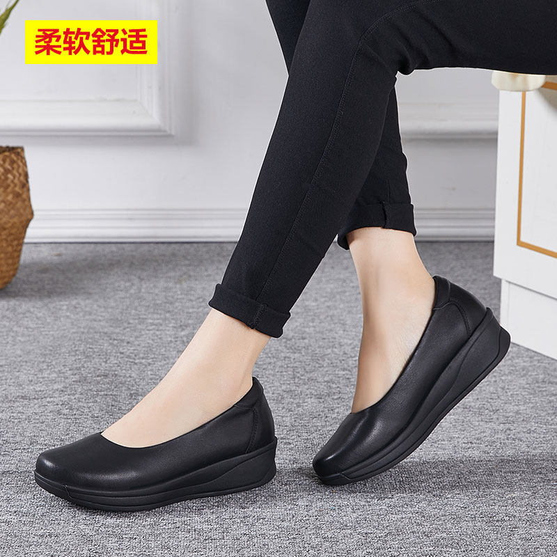 妈妈鞋女皮鞋真皮软底圆头厚底防滑中老年舒适单鞋浅口不累脚女鞋,女鞋,浅口单鞋,淘宝优惠券,粉丝福利购,淘宝优惠卷