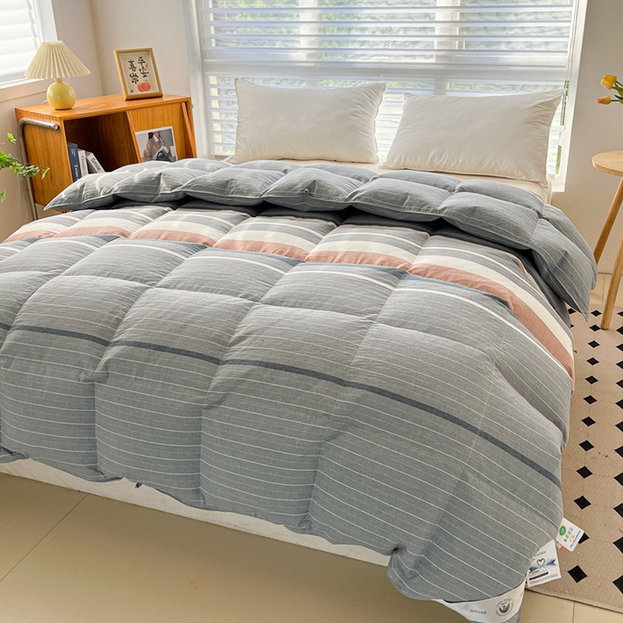 全棉水洗棉双层羽绒被壳自充绒