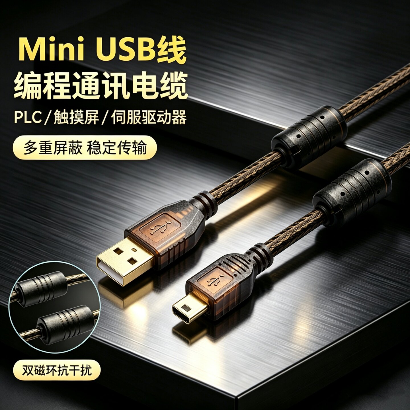 PLC编程电缆下载线MiniUSB数据