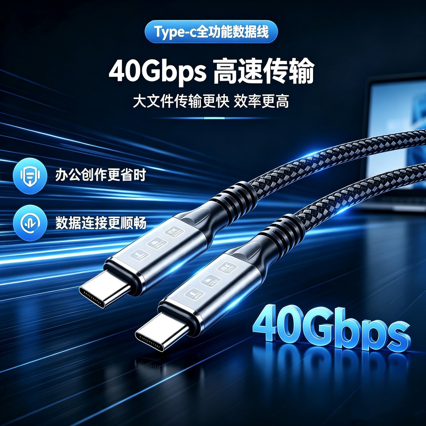 Type-c全功能数据线雷电3/4视频