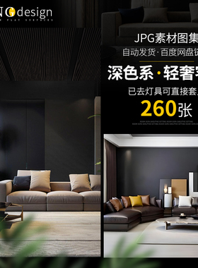 深色系轻奢客厅场景图美工素材格调黑色调资料去灯具直接套入116