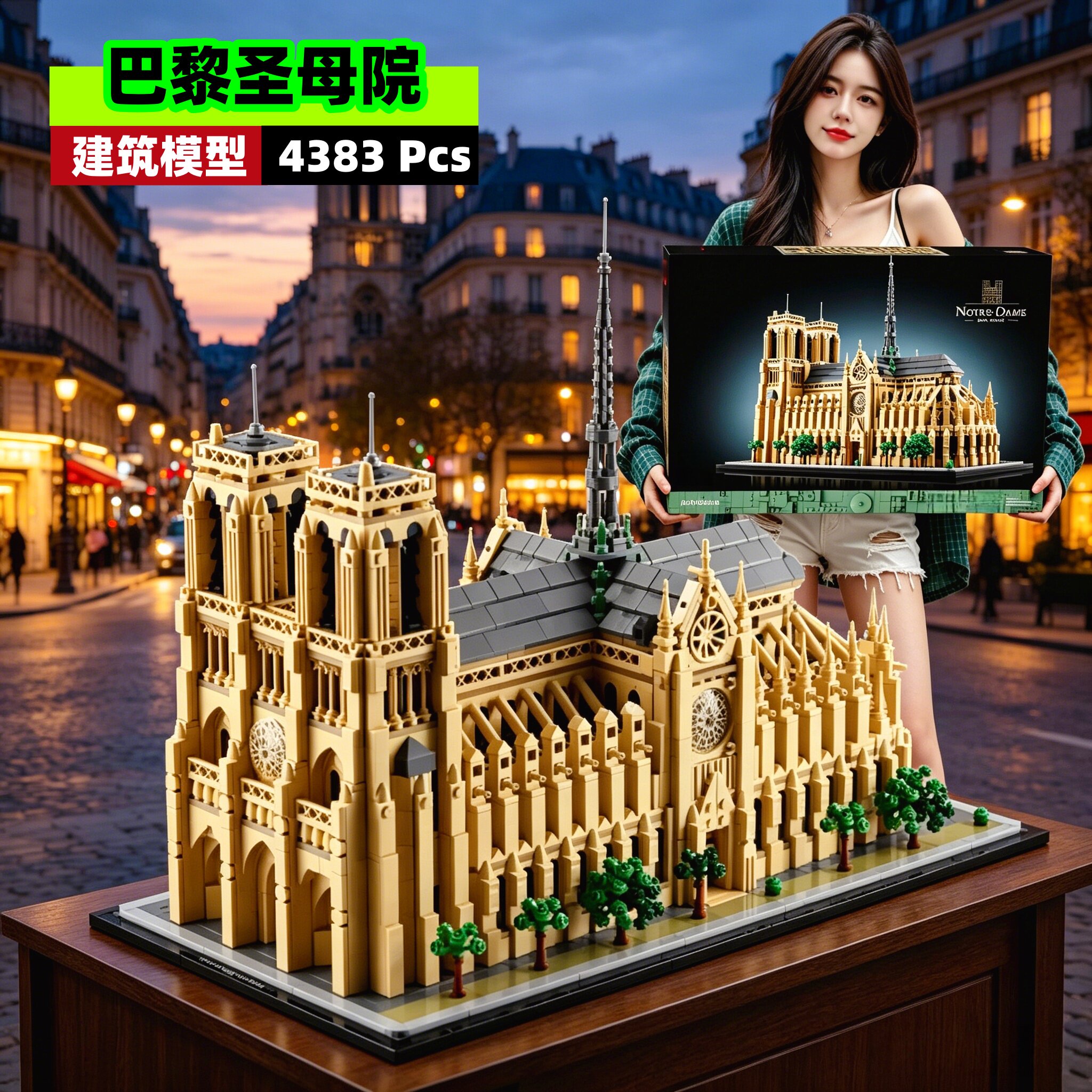 巴黎圣母院益智拼装积木玩具模型