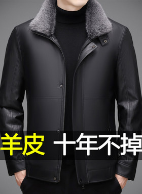 海宁绵羊皮夹克男款翻领加厚保暖
