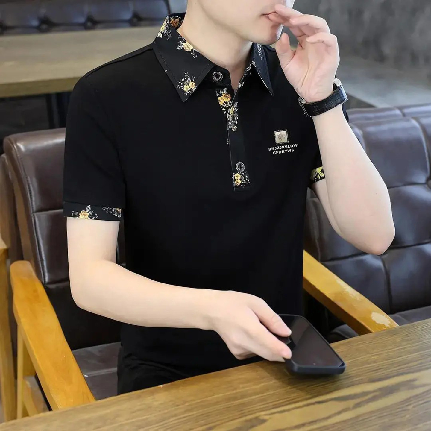 宏嫩甄选店男装2026老钱风男女同款T恤夏季新款短袖冰丝体恤上衣
