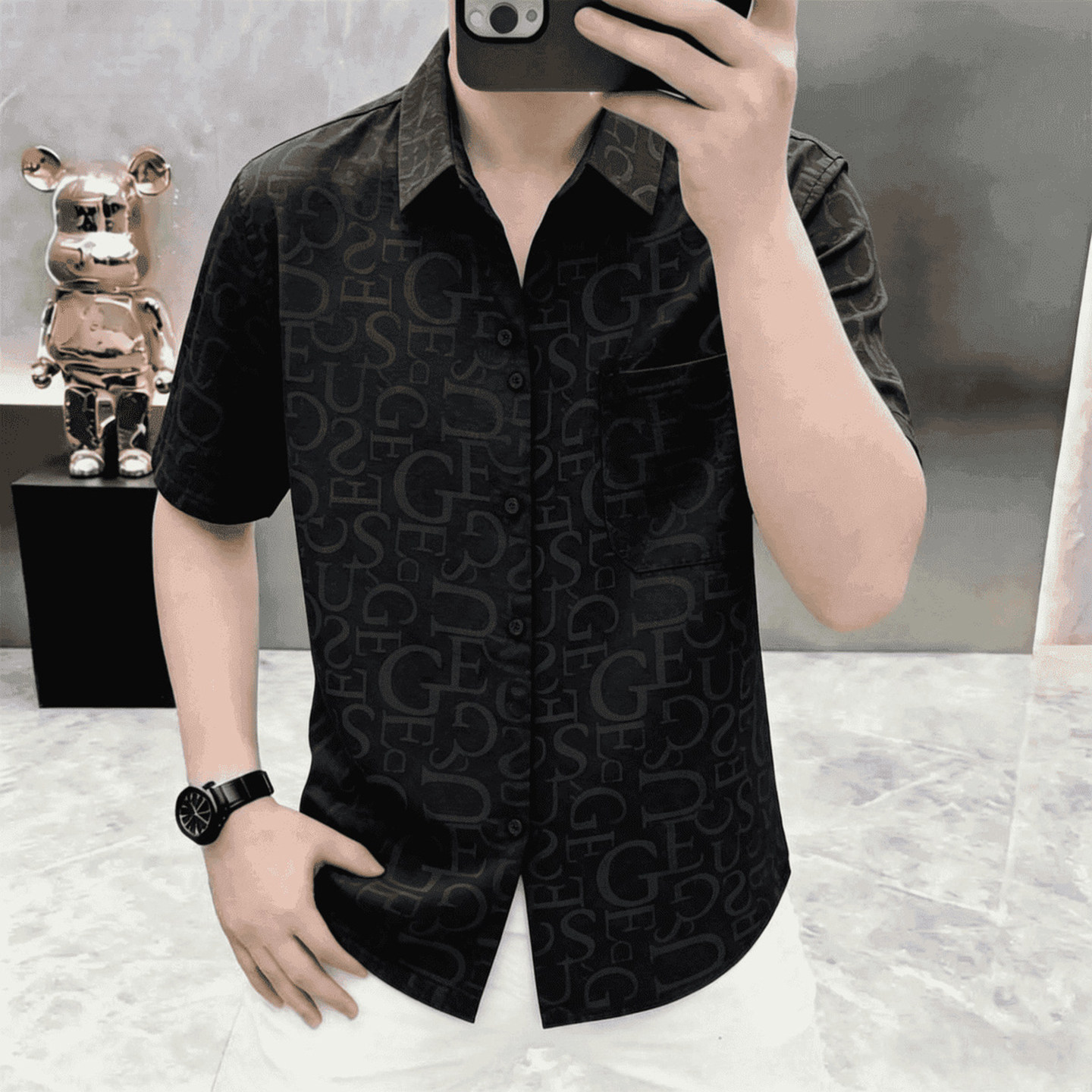 点击率服饰高档商务衬衫2026夏季新款短袖男宽松透气上衣专柜品质