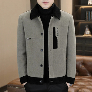 陆海丰男装2025高端欧货进口外套轻奢高档夹克休闲翻领呢子大衣潮