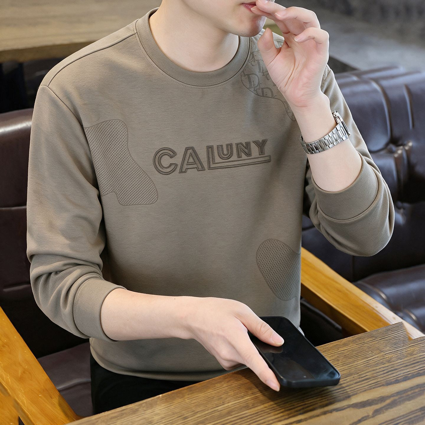 恒之智男装2026年秋季新款卫衣套头打底衫圆领长袖百搭印花上衣服