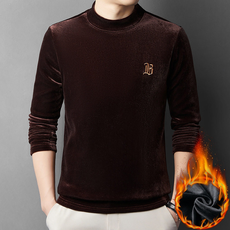 辉煌人生甄选男装保罗貂绒卫衣男士长袖半高领毛衣秋冬百搭打底衫