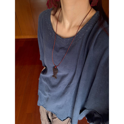 纯亚麻文艺风落肩宽松短袖T恤女