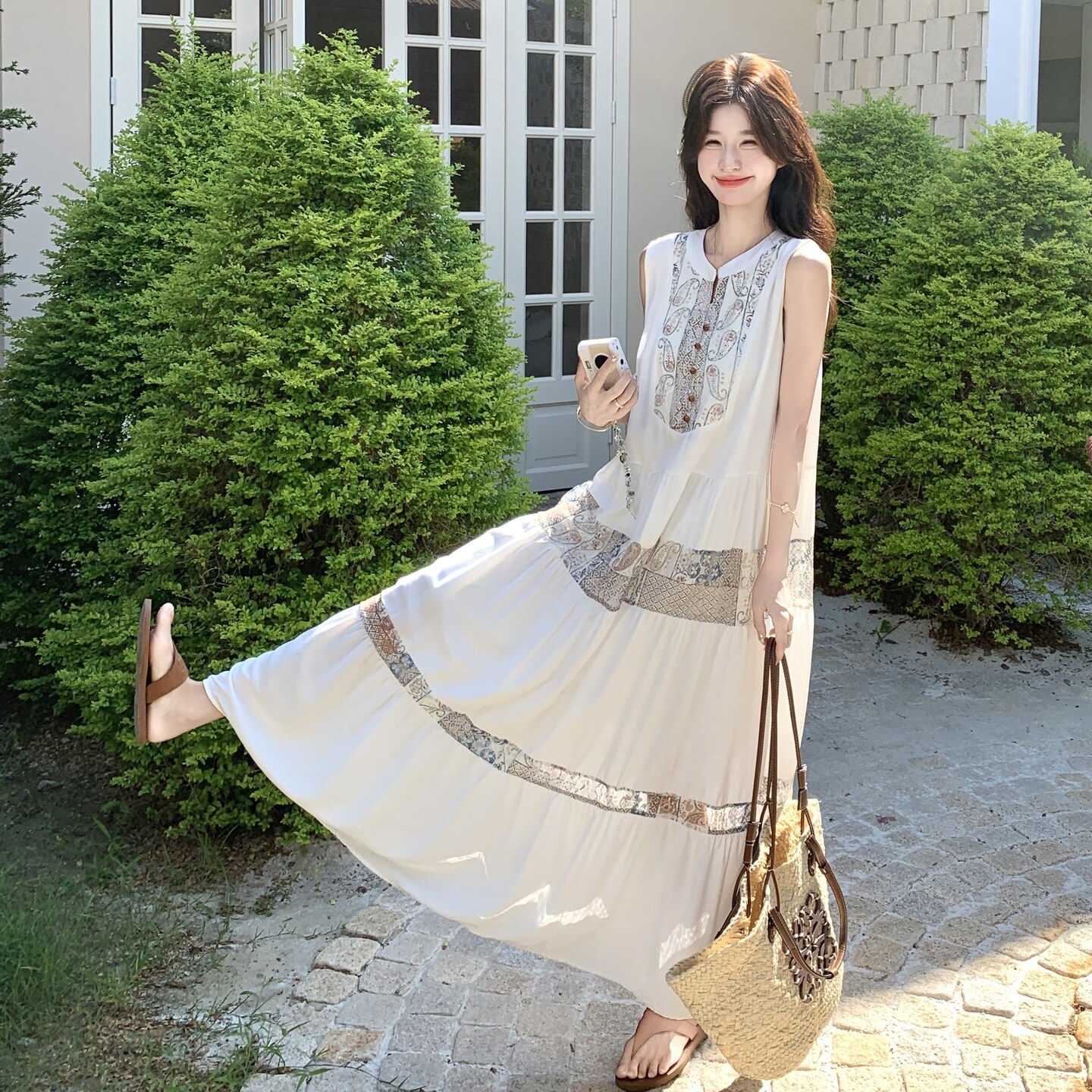 【现货】新品2D033-Q892-P140-K208拼接风大摆长裙,女装连衣裙,2D033