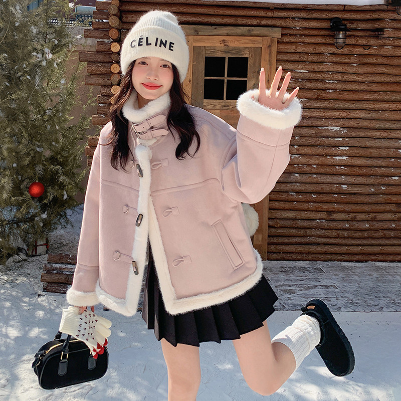 【】2D033-Y906-P200-K298加厚粉色羊羔毛，女装棉衣/棉服，2D033