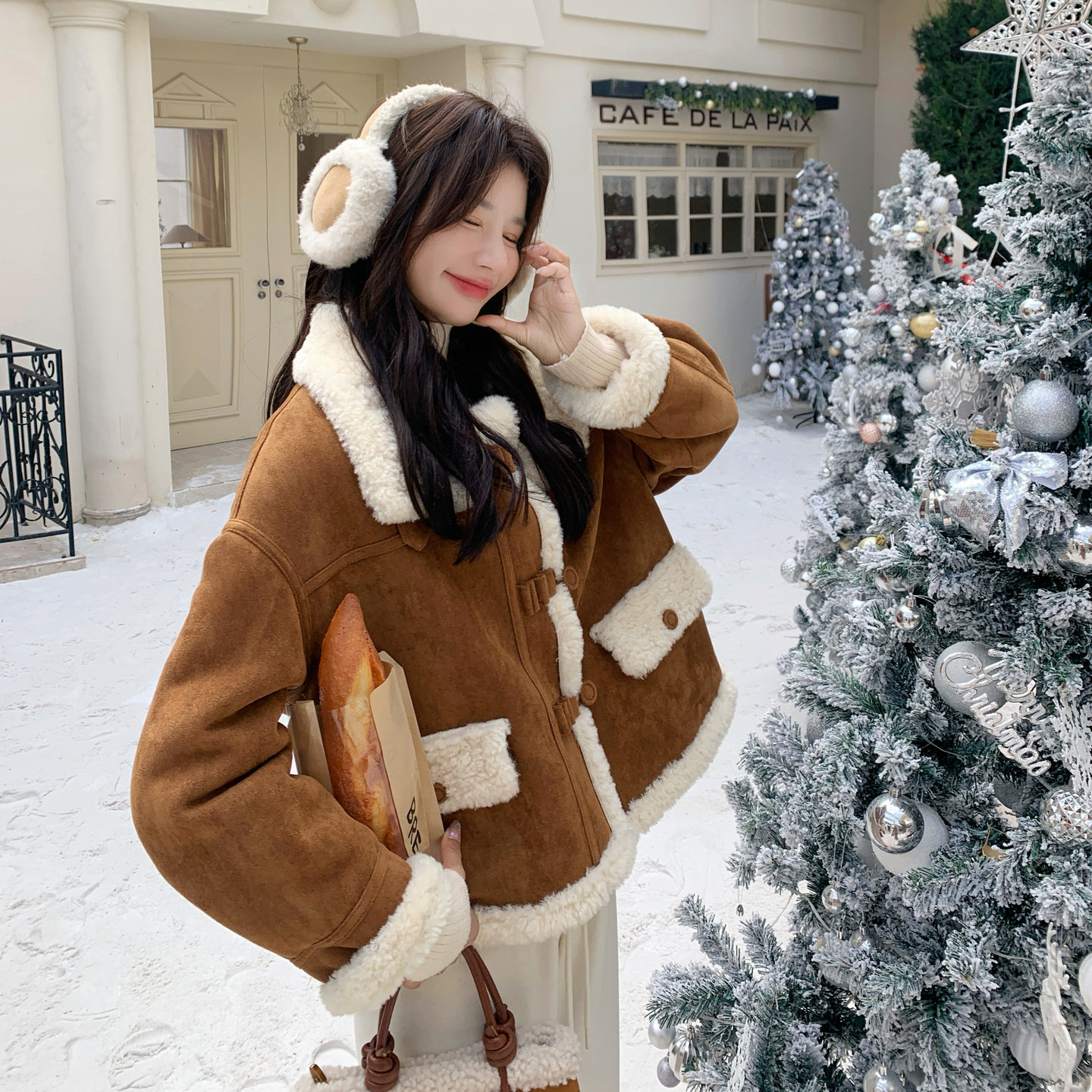 【】新品2D033-Y916-P215-K318驼色羊羔毛外套,女装短外套,2D033