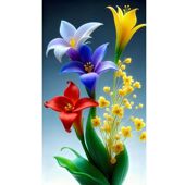 家用五彩百合花3D墙贴画客厅沙发背景墙壁装 饰画餐厅不干胶贴纸