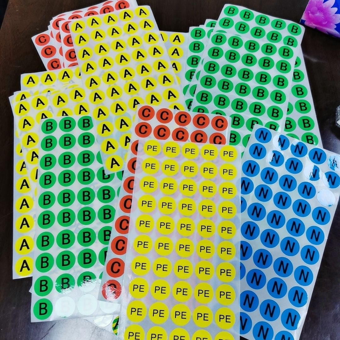 黄绿PE相序标签黑字母AB
