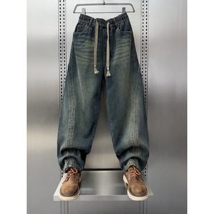 阔腿牛仔裤 复古弯刀裤 男宽松韩版 休闲直筒美式 老爹裤 2025春秋新款