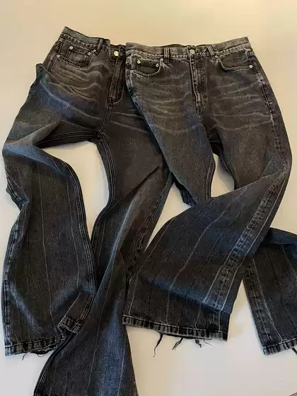 2023 Spring/Summer New 22Fw Washed Distressed Micro-Flared Casual Jeans 91Yxng Same Style Long Pants