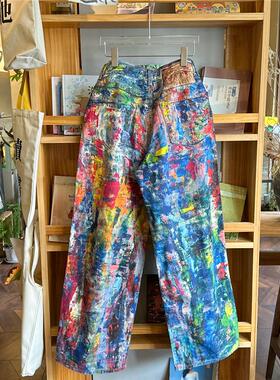 纯天花板】AS经典1981版型3D打印油彩油漆涂绘男女阔腿牛仔裤长裤