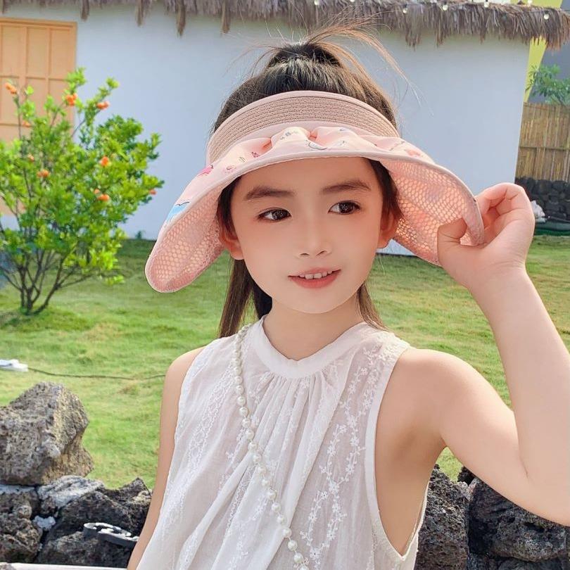 儿童防嗮帽夏季新款薄款女童大檐空顶太阳帽可折叠防紫外线遮阳帽