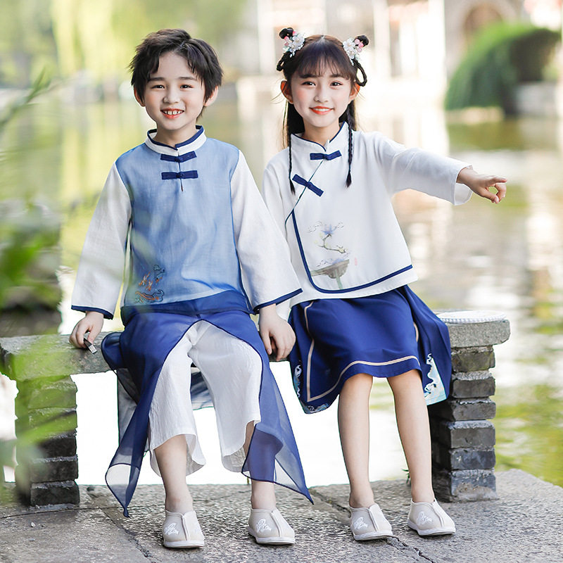 幼儿园男生汉服秋季长袖中国风开学季男生中秋表演服少爷服唐装男