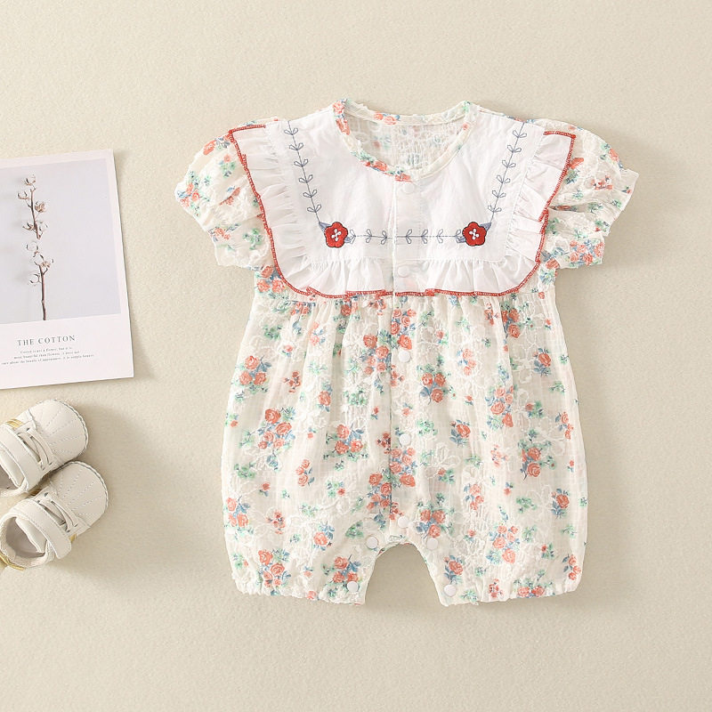 2025年新款连体衣婴儿a类夏季衣服女宝小碎花儿童短袖新生儿哈衣