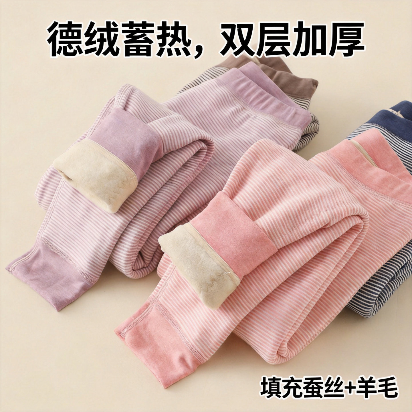 儿童双层加厚德绒保暖棉裤