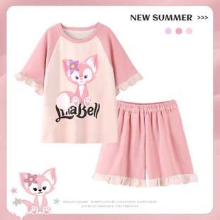 儿童卡通夏季短袖短裤亲子一家三口纯棉睡衣母女睡裙男女童兄妹装