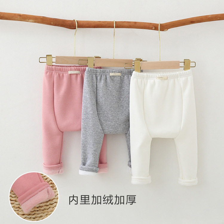 婴儿大pp裤棉质秋冬款 宝宝加绒打底裤子 男童韩版休闲裤外穿