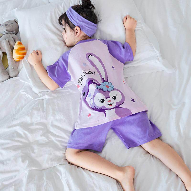 儿童睡衣夏季女童薄款女孩纯套装小孩夏天短袖中大童12岁15中童