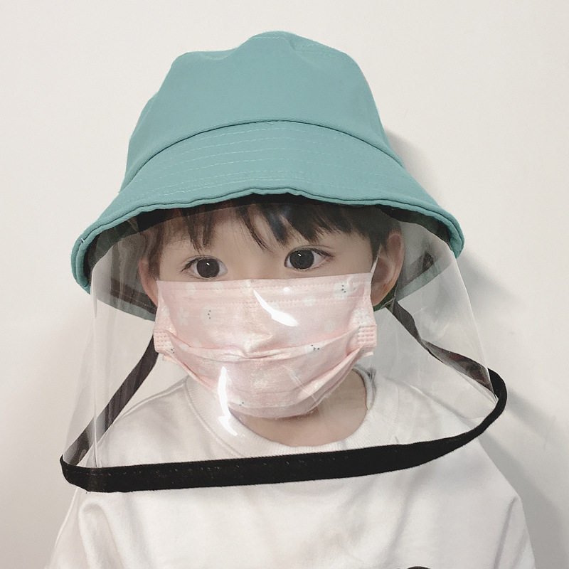 儿童防飞沫帽子春天薄款防唾液渔夫帽纯宝宝帽子男女童防护盆帽