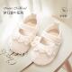 宝宝学步鞋 婴儿防滑地板鞋 软底6 春秋新款 12布底素色花边绑带童鞋