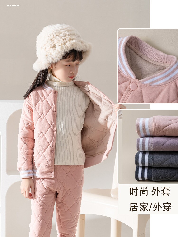 校服神器儿童内胆棉衣男童女童冬装内穿棉服中大童保暖衣棉裤套装
