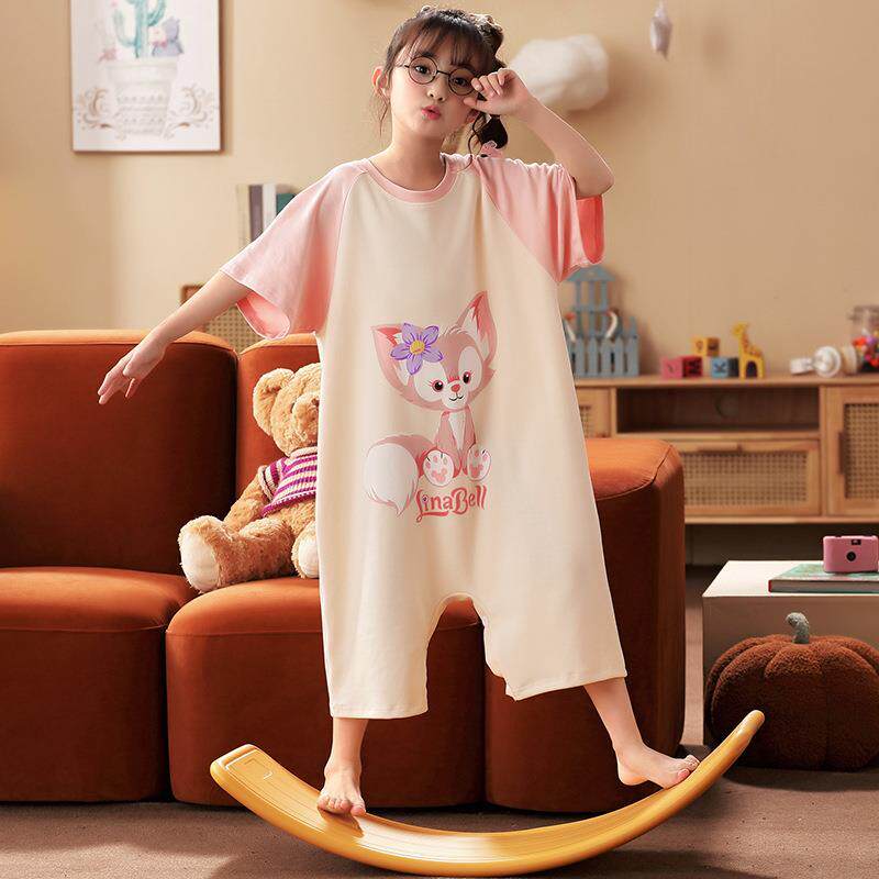 儿童绵绸睡裙宝宝居家服纯亲子女孩中童公主女童家居服可睡衣