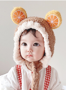 婴儿帽子秋冬季满月虎头帽周岁醒狮红色婴幼儿新生胎帽宝宝毛绒帽