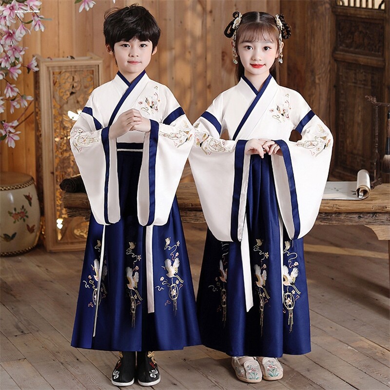 儿童古装汉服幼儿国学舞蹈演出服三字经小书童读唐诗弟子规论语。