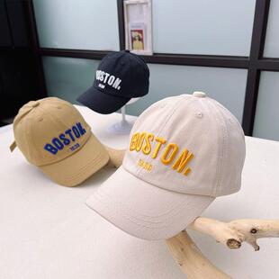 2024春季新款儿童帽子韩国boston男大小童女宝宝鸭舌帽儿童棒球帽