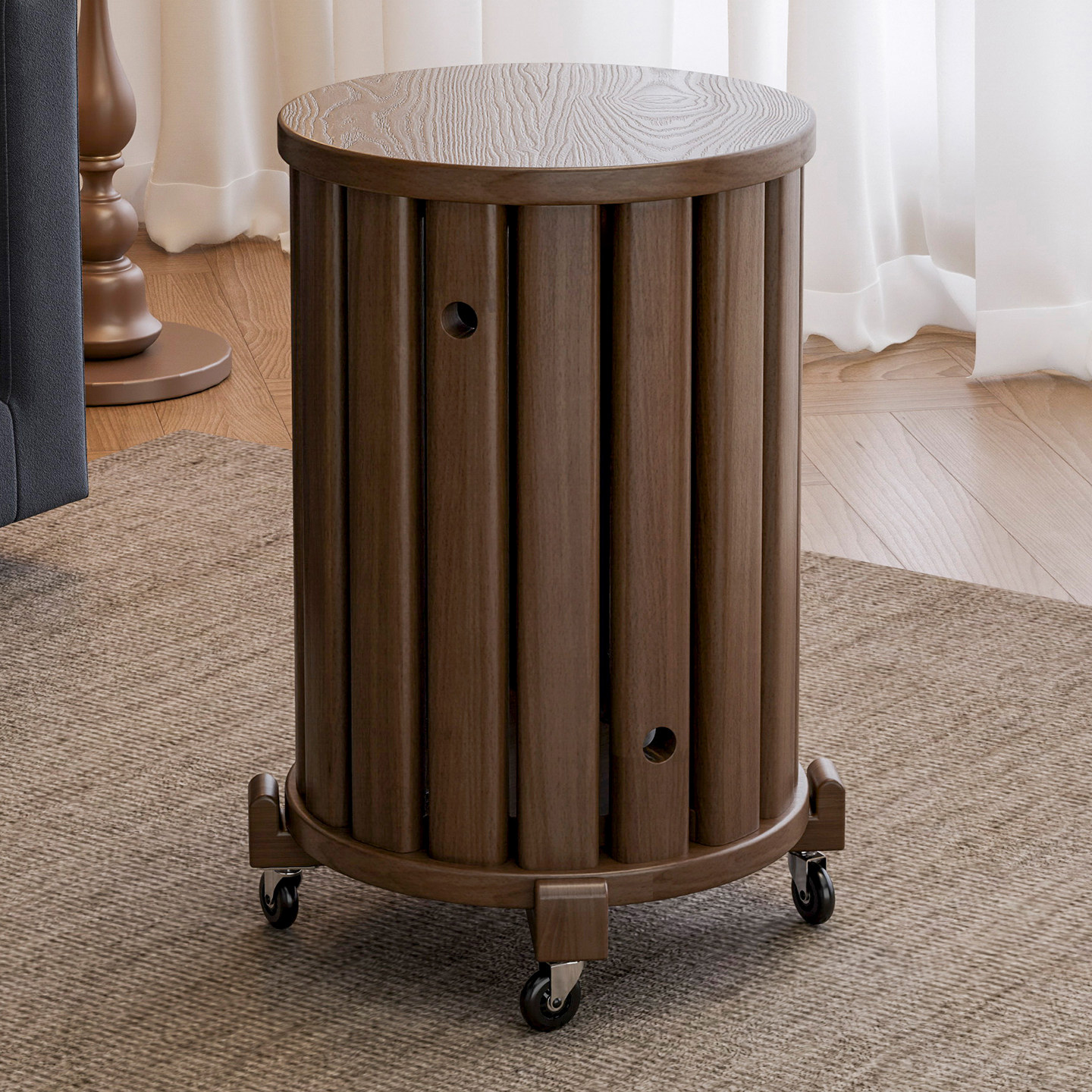 客厅餐桌凳收纳叠叠乐板凳木凳实木凳子家用可叠放组合圆凳