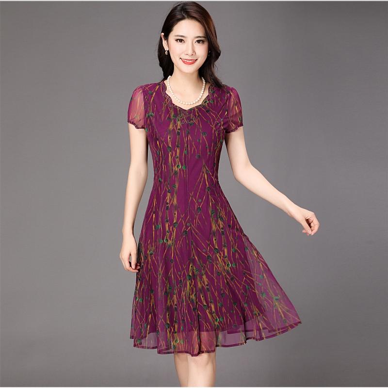 高档品牌中老年裙子夏季新款40-50-60岁台湾纱洋气高级感连衣裙