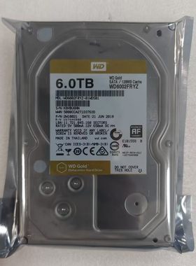 全新原包  6002FRYZ 6TB企业级硬盘7200转3.5寸金盘6TB