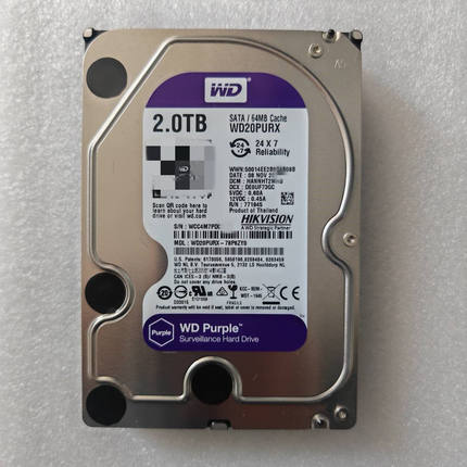 /2T硬盘 监控录像机硬盘  20PURX 紫盘2TB 西数 2T