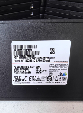 三星PM893 480G 全新 SATA接口 SSD企业级固态硬盘 批量现货
