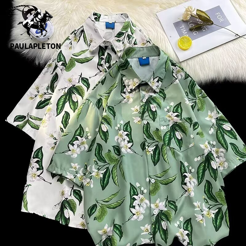 保罗阿普顿vintage短袖花衬衫男女夏季潮流海边度假痞帅半袖衬衣_PAULAPLETON保罗阿普顿折扣店_男装-第2张图片-提都小院