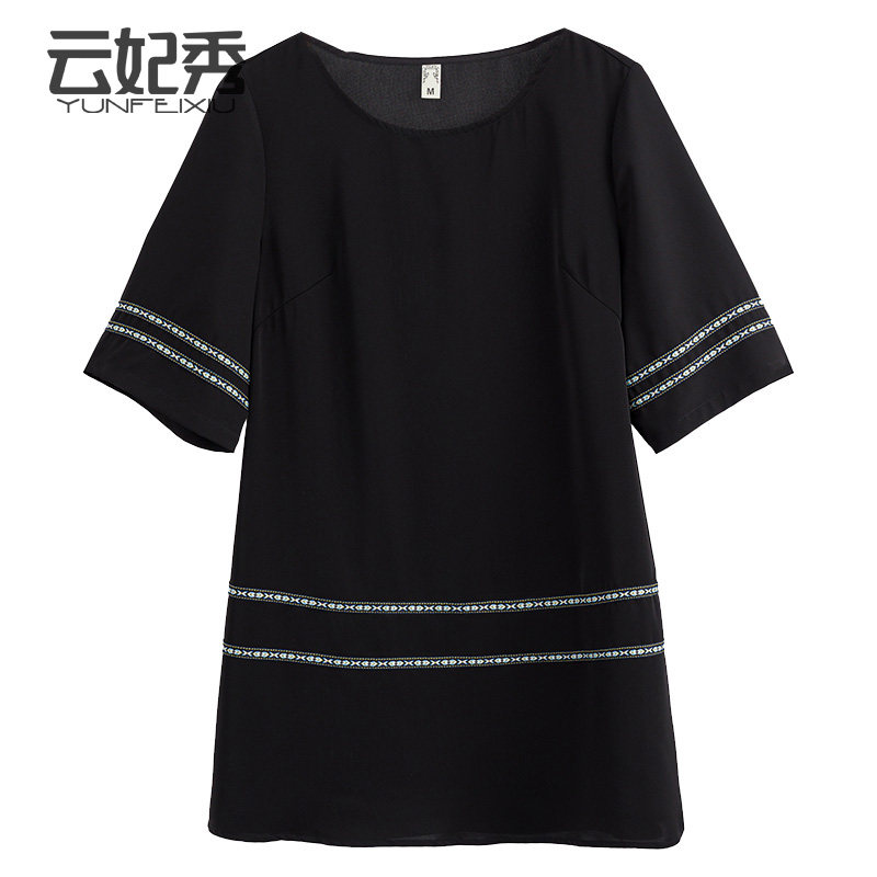 胖妹妹显瘦洋气圆领遮肚子大码上衣20202夏季新款时尚宽松百搭T恤